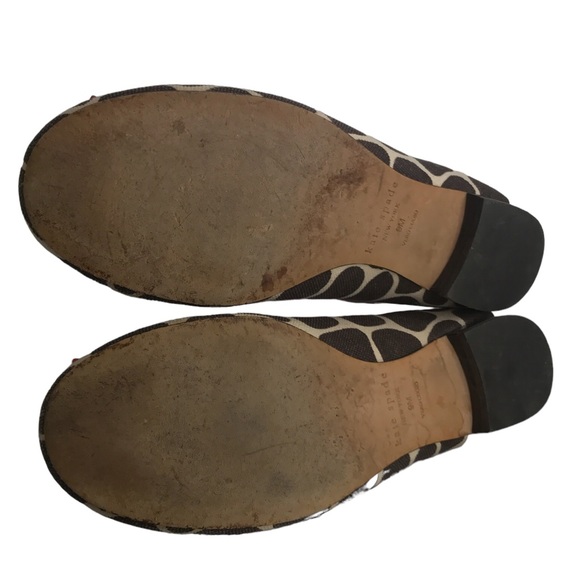 KATE SPADE Orange Brown Patent Leather Giraffe Print Bow Flats - Picture 6 of 7